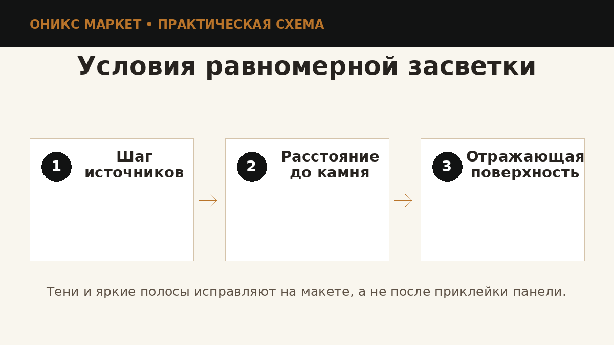 Параметры равномерной подсветки камня