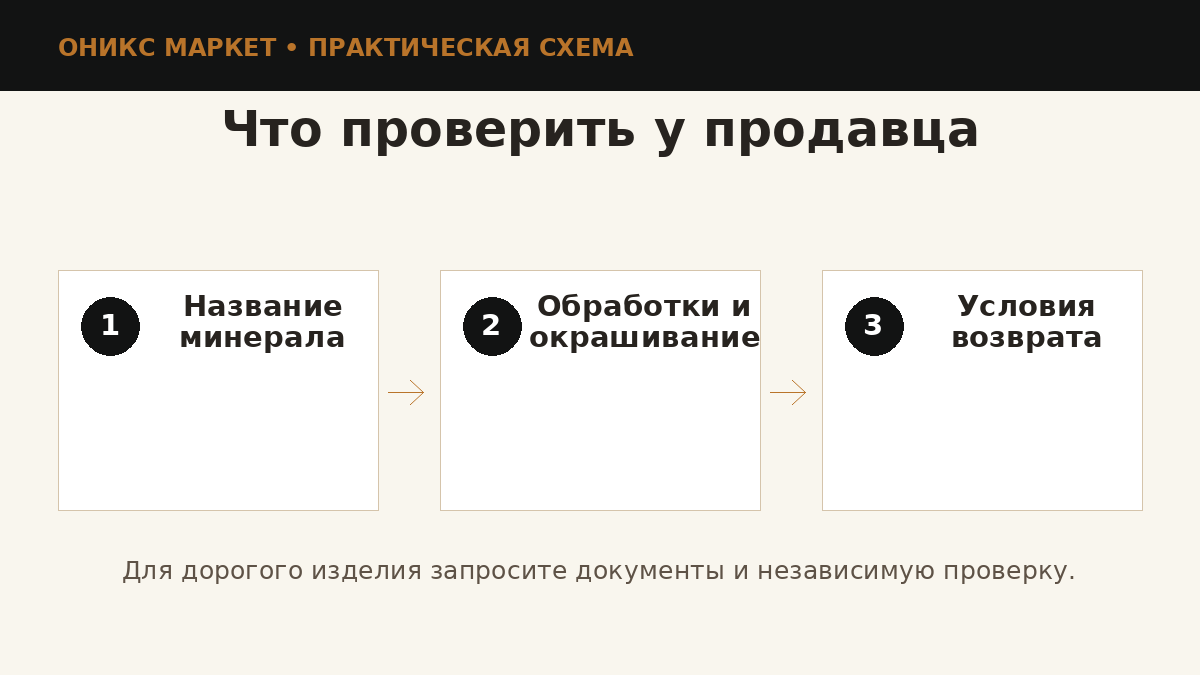 Проверка описания изделия из оникса